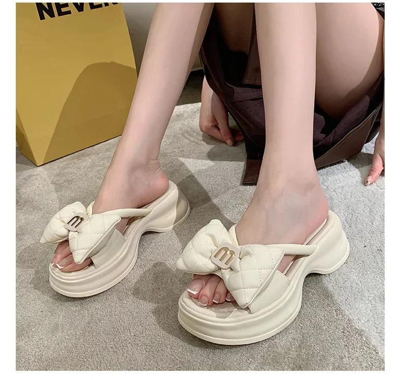 2024 summer New Fashion Women Shoes Slippers Comfortable Platform Shoe High Heels Leisure flower outdoor beach Slipper Women Pi-Mart