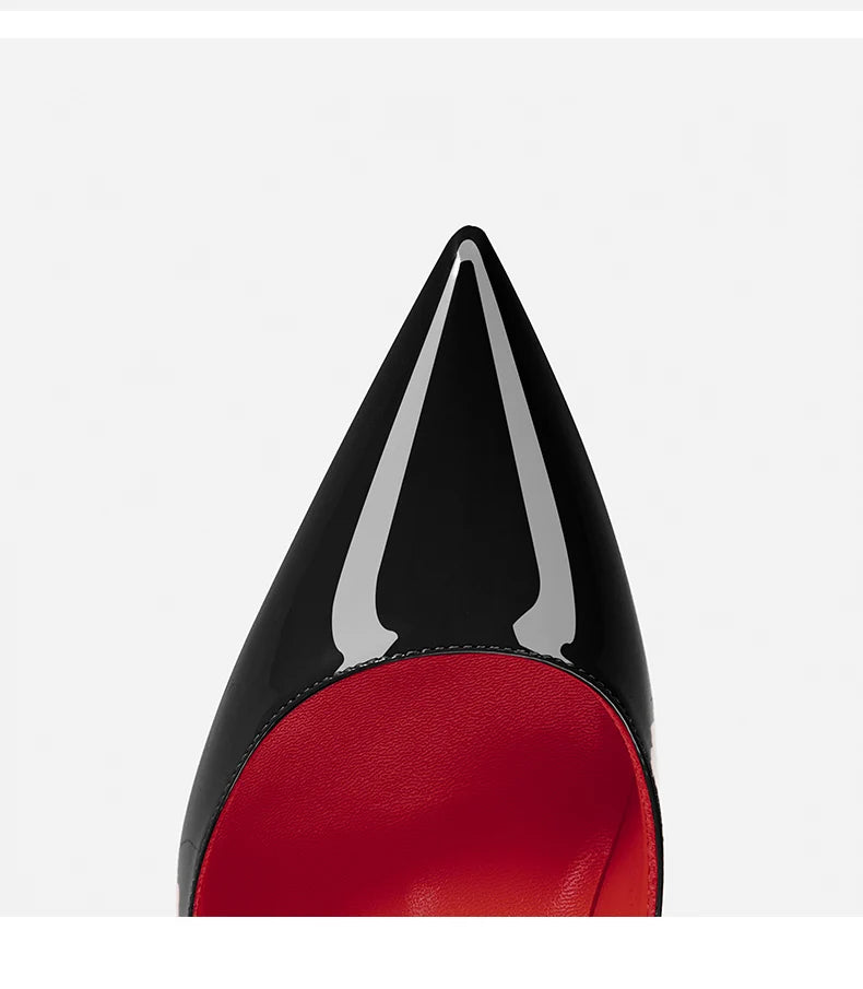 Elegant Hollow Women's High Heels 2026 Luxury Brand Black Pointed Toe Pumps Red Shiny Bottoms Sexy Fashion Ladies Shoes Women Pi-Mart