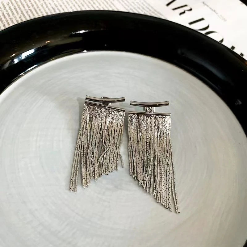 Fashion Statement Earring Long Statement Gold Color Bling Tassel Earrings For Women Female Wedding Daily Pendant Jewelry Gifts Pi-Mart