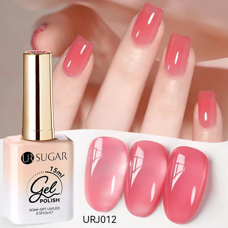UR SUGAR 15ml Jelly Milky White Translucent Color Gel Polish Semi Permanent UV Gel Nail Art Soak Off Gel Varnish Latest Fashion Tri Light Beauty