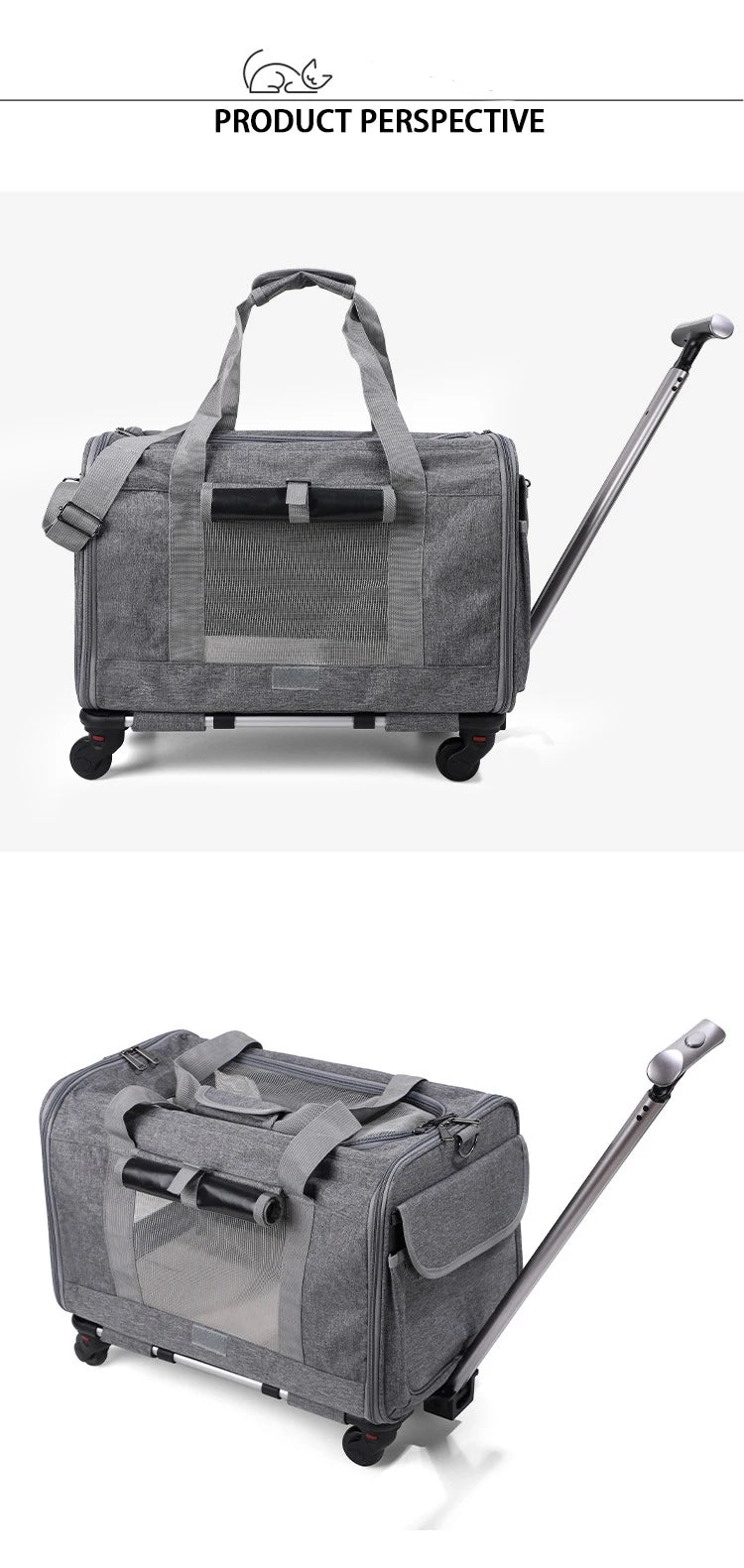 Pet Carrier with Wheels for Dogs Up To 15lbs & Cat  Airline Approved Dog Carrier Rolling Pet Carrier Foldable Pet Stroller Pi-Mart