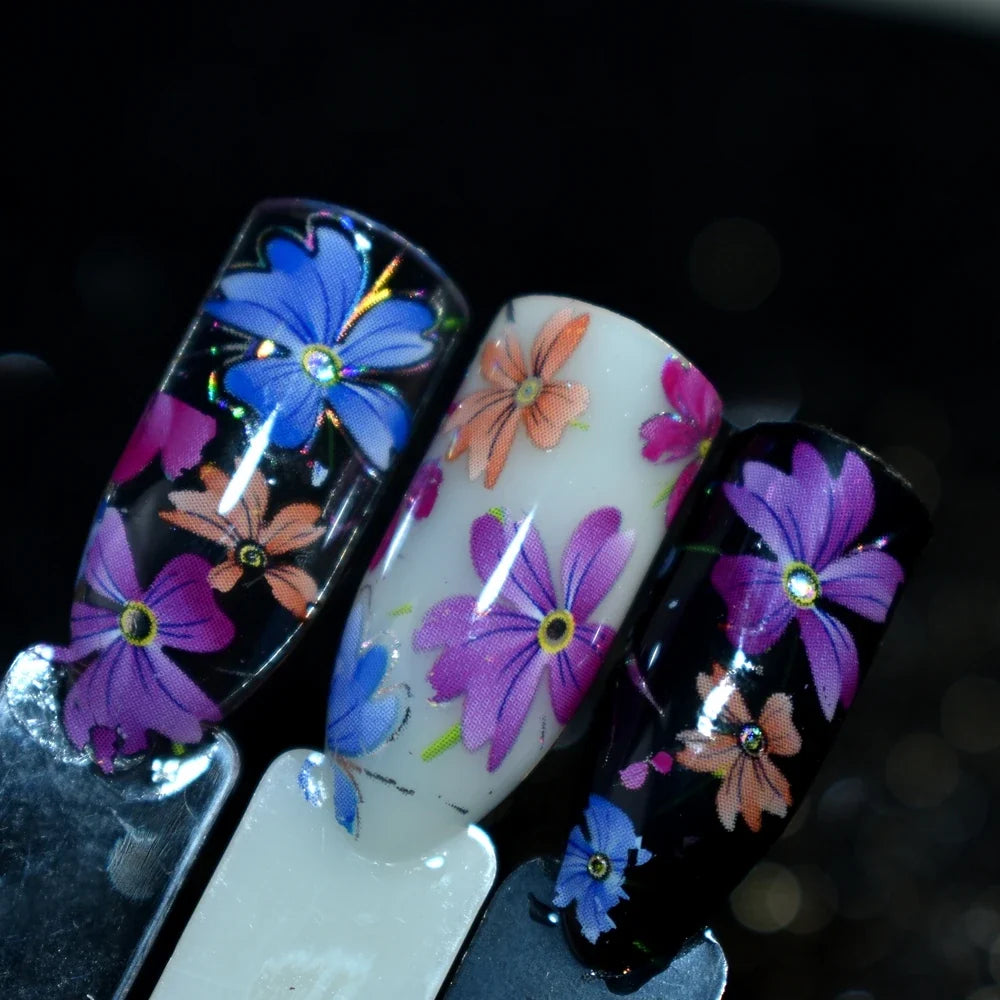 More Than 250 Design Beautiful Designed Nail Art Product Nail Glue transfer Foil Beautiful Flower Purple Orange Tri Light Beauty