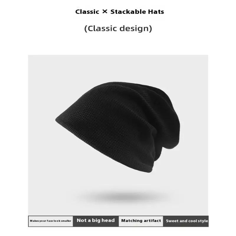 Casual Keep Warm Thin Knit Hat Cute Outdoor Cold Cap Ear Protection Warm Stack Hat For Men Women Pi-Mart
