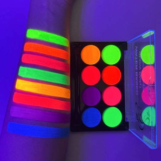 8 Colors Body Painting Palette for Tattoo Art UV Glow in The Dark Makeup Carnival Artist Cosplay Art Party Festival Cosmetics Pi-Mart