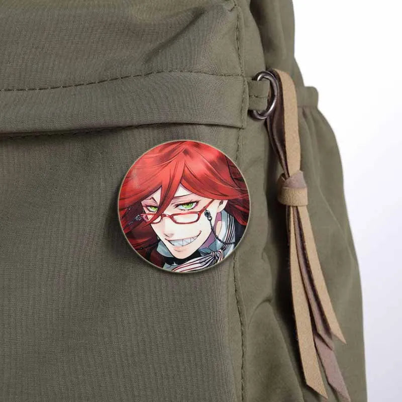 58MM Cartoon Comics Black Butler Creative DIY Badge Tinplate Plastic Pins Button Brooches for Backpack Accessories Jewelry Gifts Pi-Mart