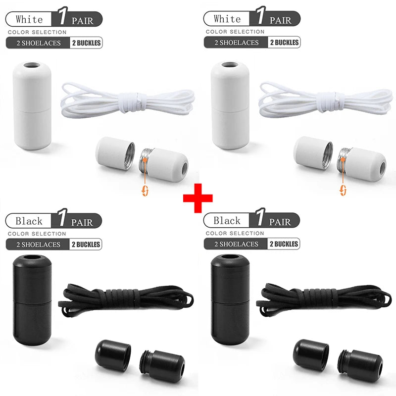 Elastic No Tie Shoelaces Semicircle Shoe Laces For Kids and Adult Sneakers Shoelace Quick Lazy Metal Lock Laces Shoe Strings Pi-Mart