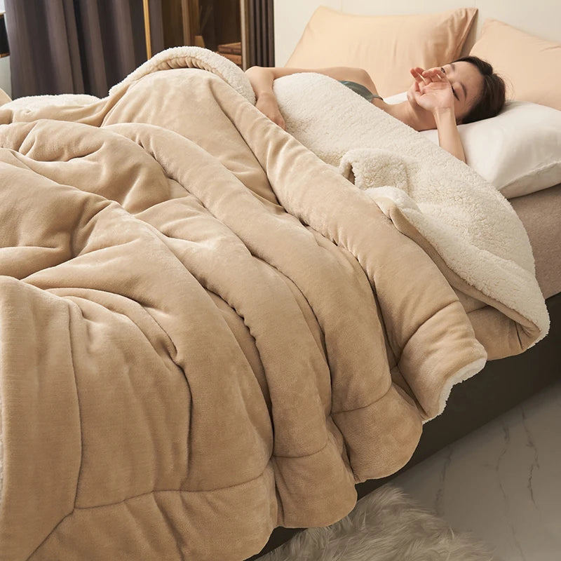 Spring Imitation Lambswool Multi-functional Blanket Queen Blankets for Bed Soft Plush Comfortable Milk Fleece Blanket for Throw Pi-Mart