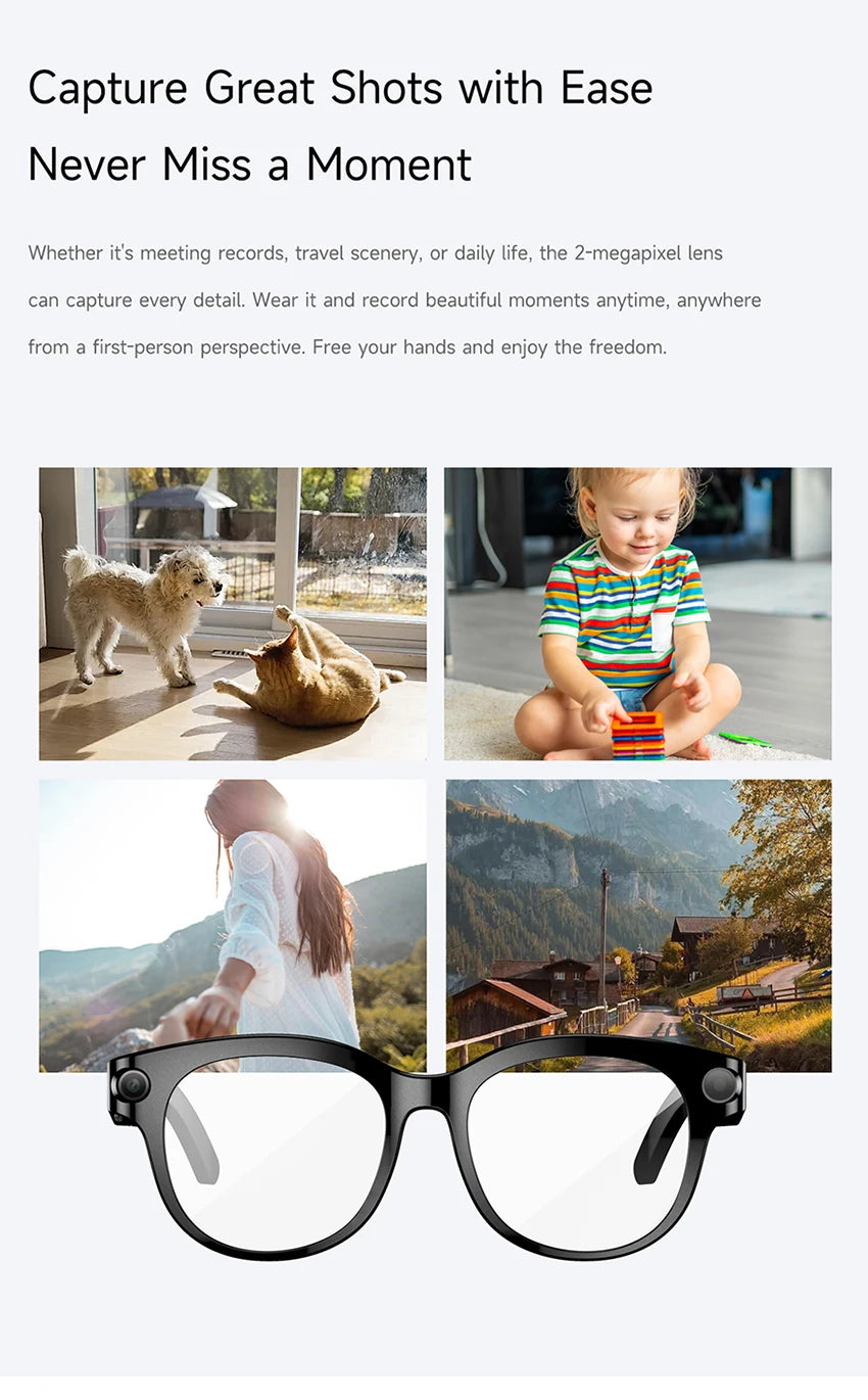 Lenovo 2026 New 8K AI Translation AI Smart Glasses Bluetooth Calling Music Player Camera Control Anti Blue Light Sunglasses Pi-Mart