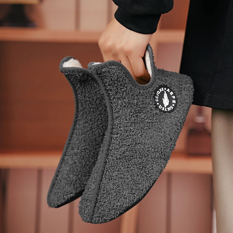 New Men Winter Slippers High Quality Light Weight Disign Shoes Fashion Women Plush Slipper Warm Slip on Casual Shoe for Couples Pi-Mart