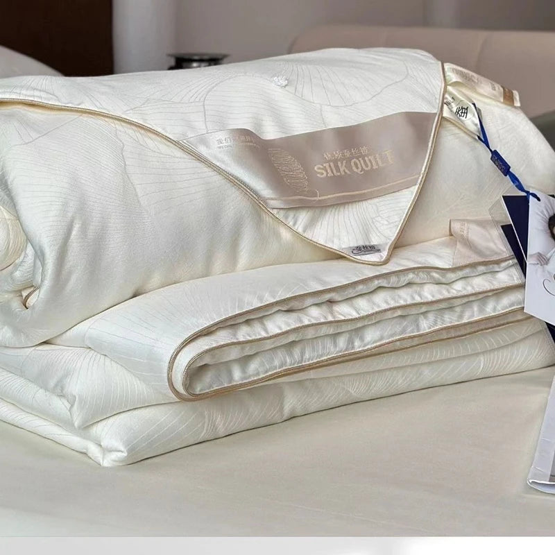 100% Natural Silk Quilt Lyocell Fiber Duvet Queen Size Summer Blanket White Luxury Jacquard Bedding Single Double Bed Comforter Pi-Mart