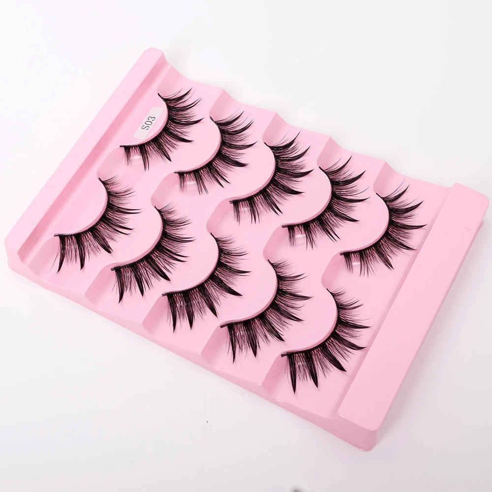 Yiernuo 1/5 Pairs Cosplay Anime Eyelashes Manga Lashes Dramatic Fairy Clusters Lashes Wet Look Lashes Pi-Mart