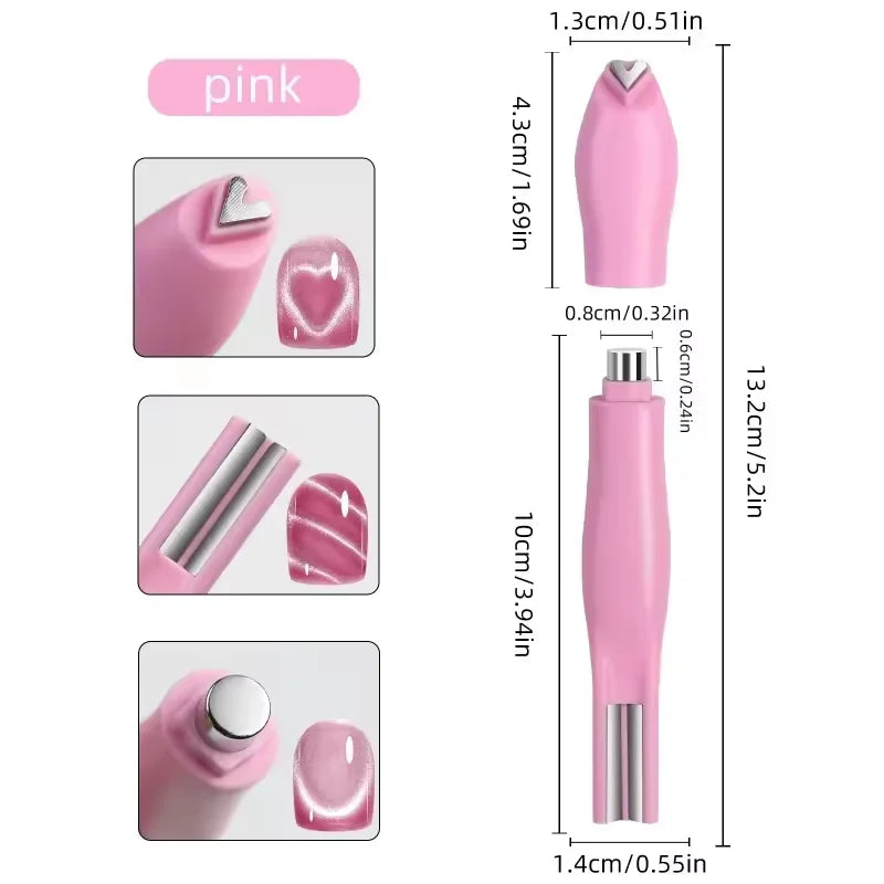 3 in 1 Cat Eye Nail Magnetic Stick Love Heart Snake Pattern French Cat Eye Nail Magnet UV Gel Polish Effect Manicure Design Tool Tri Light Beauty