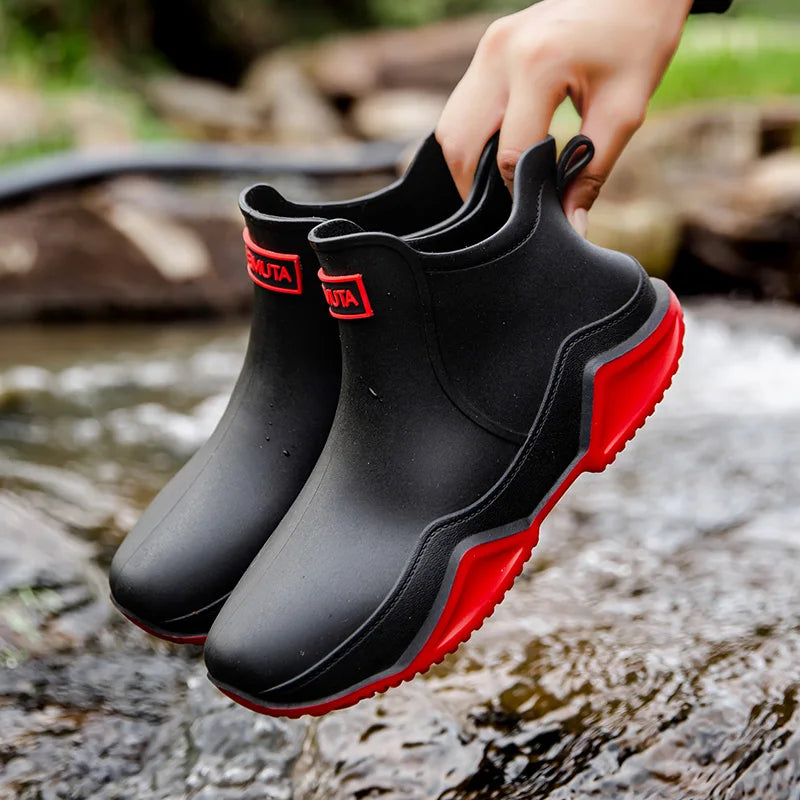 Low-cylinder Rain Shoes for Men and Women: Outdoor Fishing Waterproof Shoes, Stylish Style for Outdoor Wear, Rain Boots LadyShow.Store