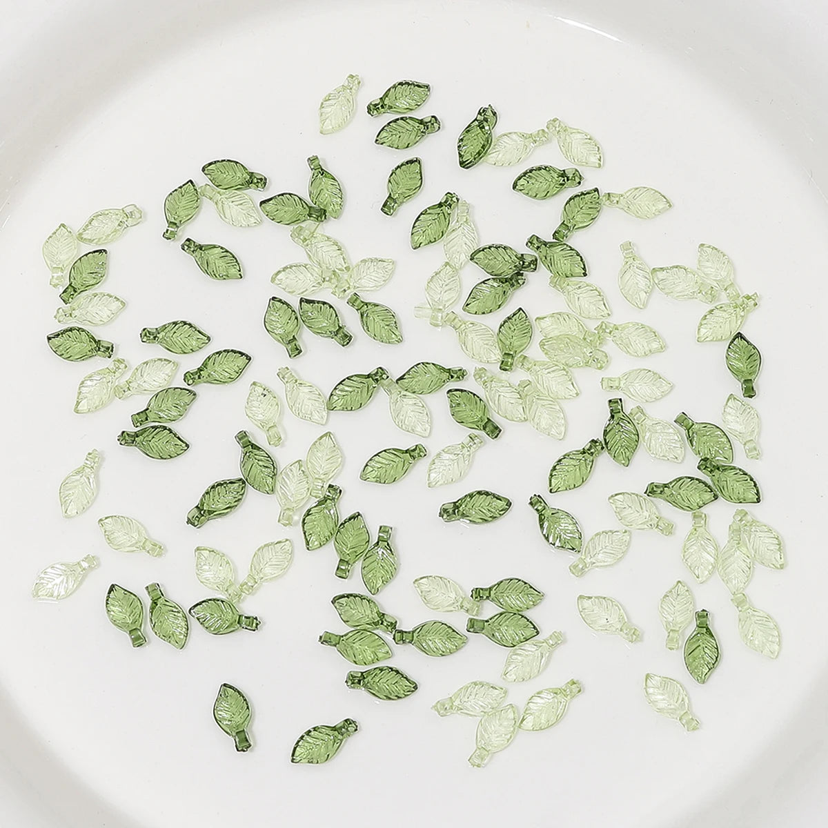 100pcs Acrylic Mini Small Tree Leaf Hand Beaded DIY Handmade Necklace Earrings Loose Bead Separated Bead Jewelry Accessory Mater Pi-Mart