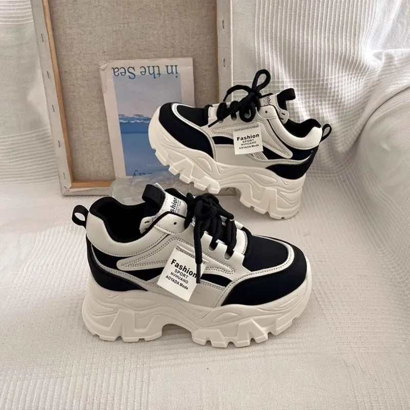 Platform Women Sneakers Autumn New Increased Wear-resistant Vulcanized Shoes Fashion Lace-up Women Casual Training Shoes Zapatos LadyShow.Store