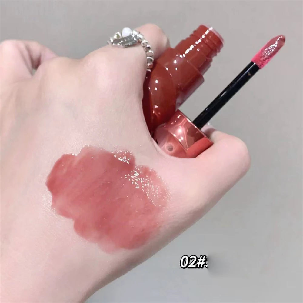 Crystal Nude Gray Glossy Lip Stain Mirror Korean Lip Glaze Sheer Nude Glitter Lip Tint Watery Shine Plumping Lipgloss Cosmetics Pi-Mart