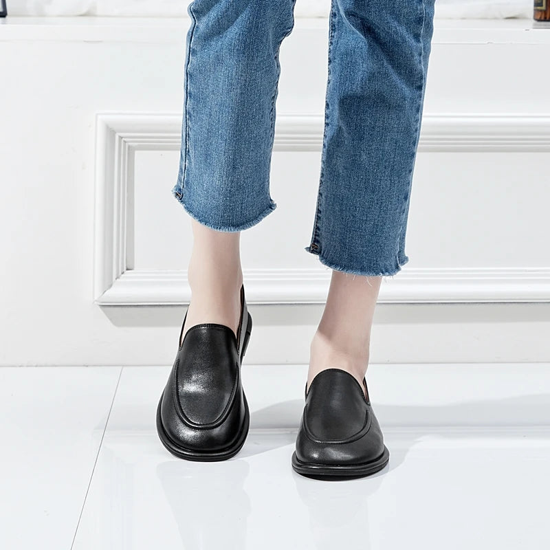 AIYUQI Loafers Women 2026 New Spring Round Toe One Foot Slip-on Shoes Women Genuine Leather Soft Flats Shoes Women Pi-Mart