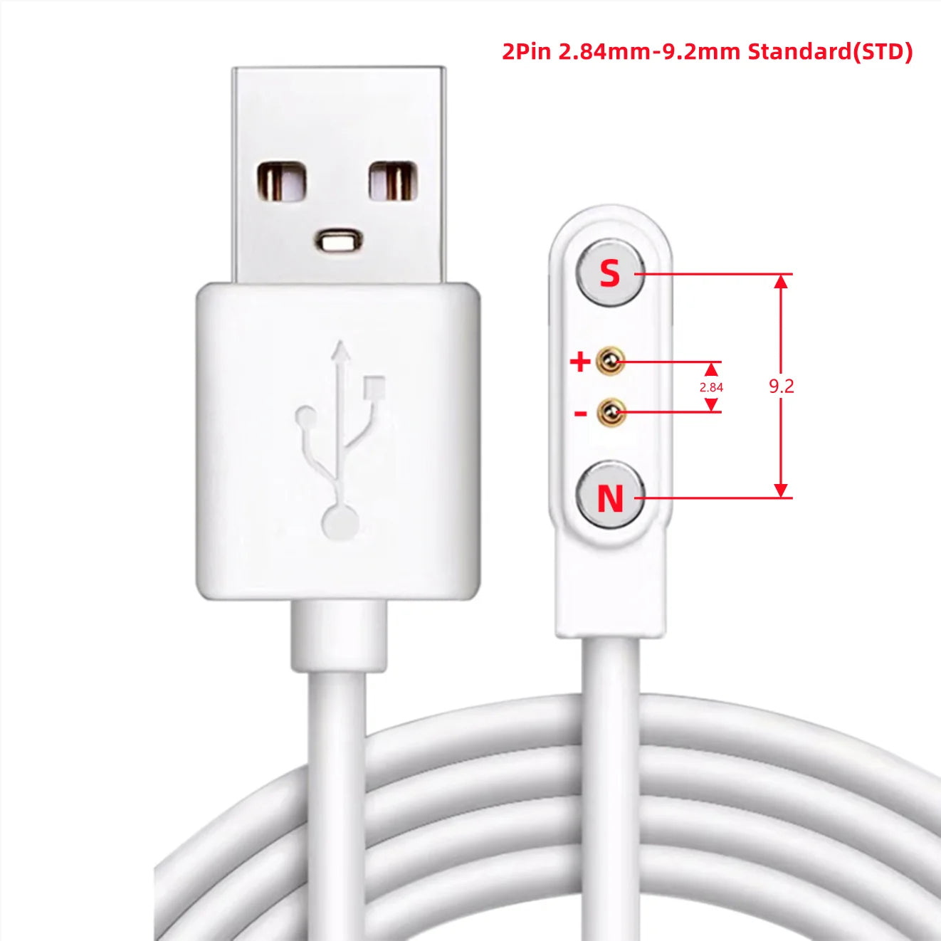 2Pin 4Pin 5Pin Magnetic Charging Cable USB to Pogo Pin for Smart Watch Earphone Wristband 60cm 5V Magnetic Dock Charger Adapter LadyShow.Store