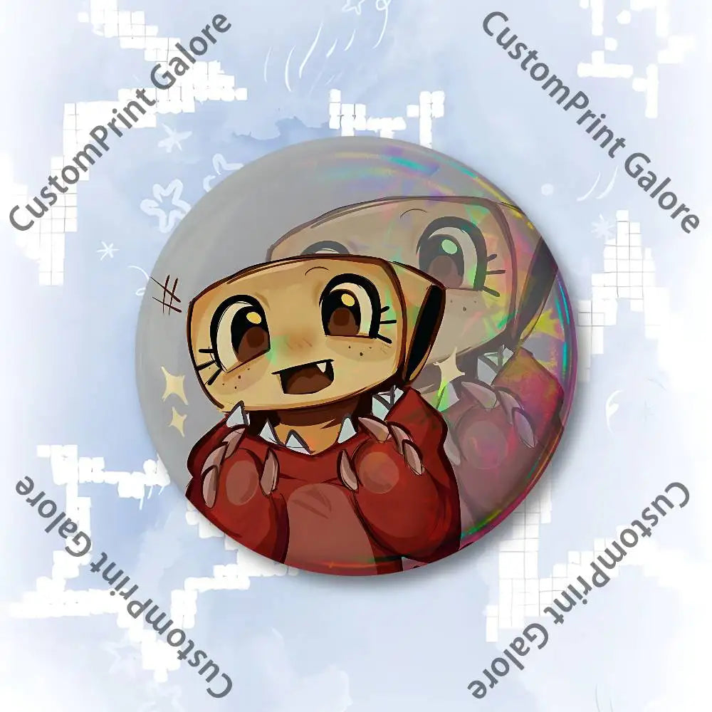 Cute Funny S-Shelly W-Wold Customizable Badge Tinplate Brooch Laser Film Lapel Pin for Decoration Party Small Gifts Pi-Mart