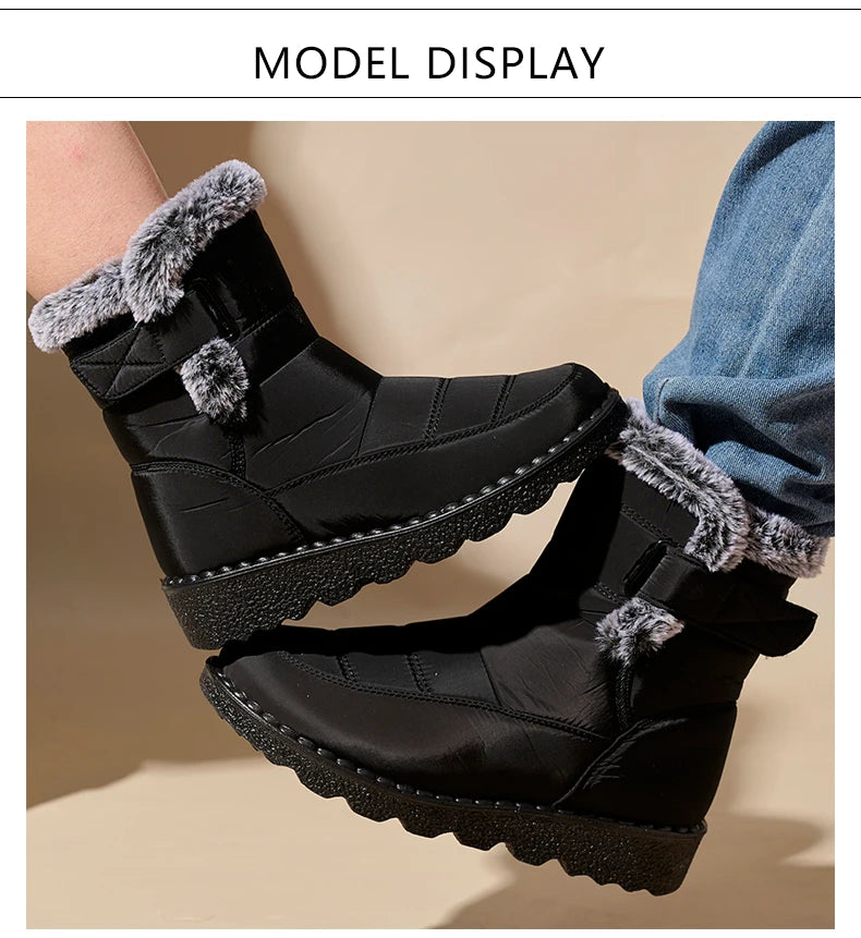 Winter Women Boots Waterproof Snow Boots Plus Size Casual Platform Ankel Boots Warm Fur Women Shoes Antislip Fashion Cotton Shoe Pi-Mart