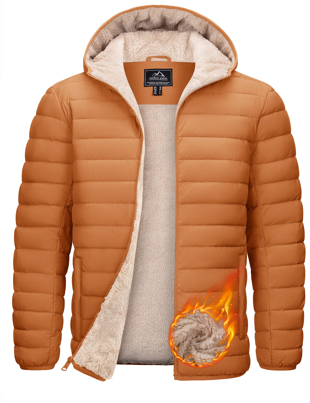 TACVASEN Men's Puffer Jacket Winter Warm Hooded Sherpa Lined Water Resistant Windproof Insulated Jacket Warm Winter Puffy Coat Pi-Mart
