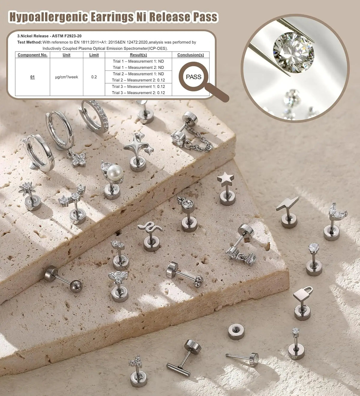 Bobisty 1pc Earrings for Sensitive Ears Surgical Stainless Steel Earrings for Women Dainty Flat Back Earring Stud Hoop Cartilage Pi-Mart