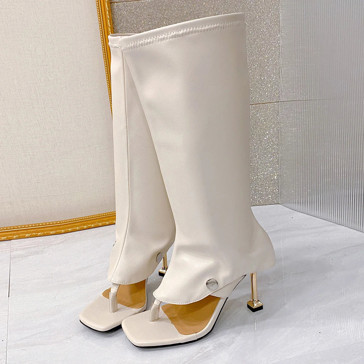 2025 New Toe-clip Cool Boots for Women Stiletto High-heeled Long-leg Pants Tube Boots Slippers LadyShow.Store