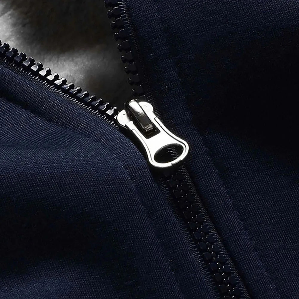 Winter Jacket Men Warm Coat Thick Fleece Male Zipper Hooded Jackets Casual Hooded Sportswear Outerwear Long Sleeves Sports Hoody Pi-Mart