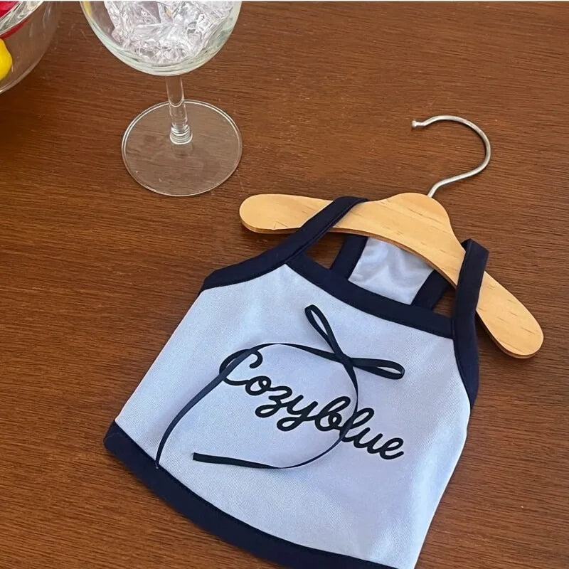 Summer Letter Printed Puppy Sling Breathable Teddy Vest Small Dog Bow T-shirt Casual Dog Clothes Pet Supplies Pi-Mart