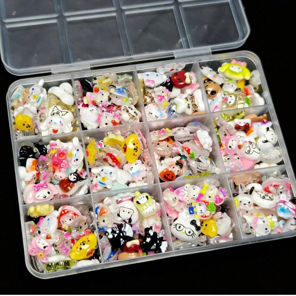 120PCS Box Mixed Hello Kitty 3D Nail Charms Cute Cartoon Resin Ornaments Kawaii DIY Nail Art Manicure Decor Accessories Pi-Mart
