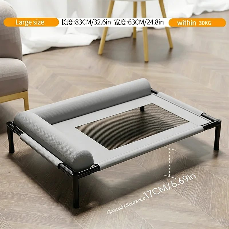 Elevated Cooling Mesh Dog Cot Breathable Moisture Resistant Bed With Pillow Four Seasons Use Indoor For Dog Cat Pet Supplies Pi-Mart
