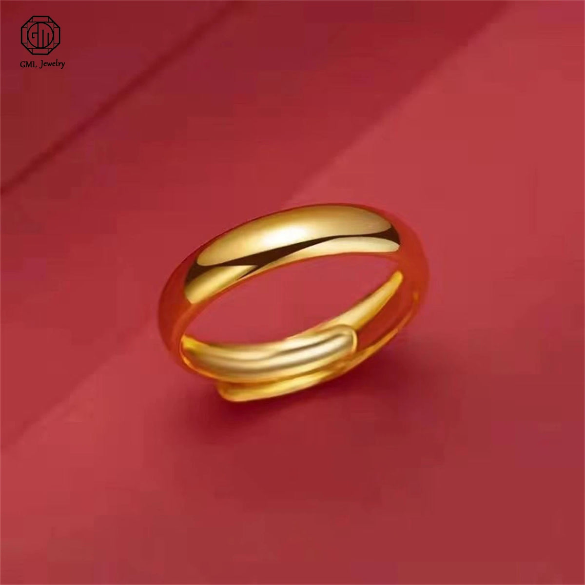 Sand Gold Adjustable Ring Matte Wide Band Openable Fade Resistant Unisex Couple Jewelry Solid Minimalist Gift Pi-Mart