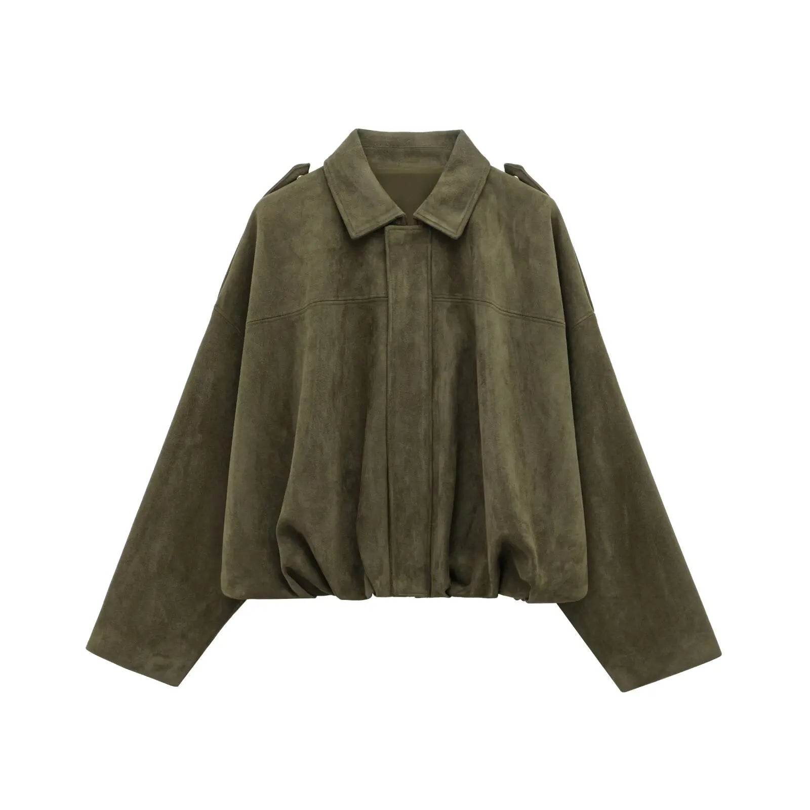 HH Women's Street Fashion Solid Loose Suede Texture Coats Causal Long Bat Sleeves Lapel Zipper Fly Winter Vintage Jackets LadyShow.Store