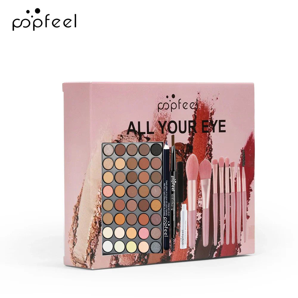 POPFEEL Eye Makeup Set 40 Color Eyeshadow Palette Eyebrow Pencil Eyeliner Pen Mascara With A Set Of Makeup Brushes Eye Cosmetics Tri Light Beauty