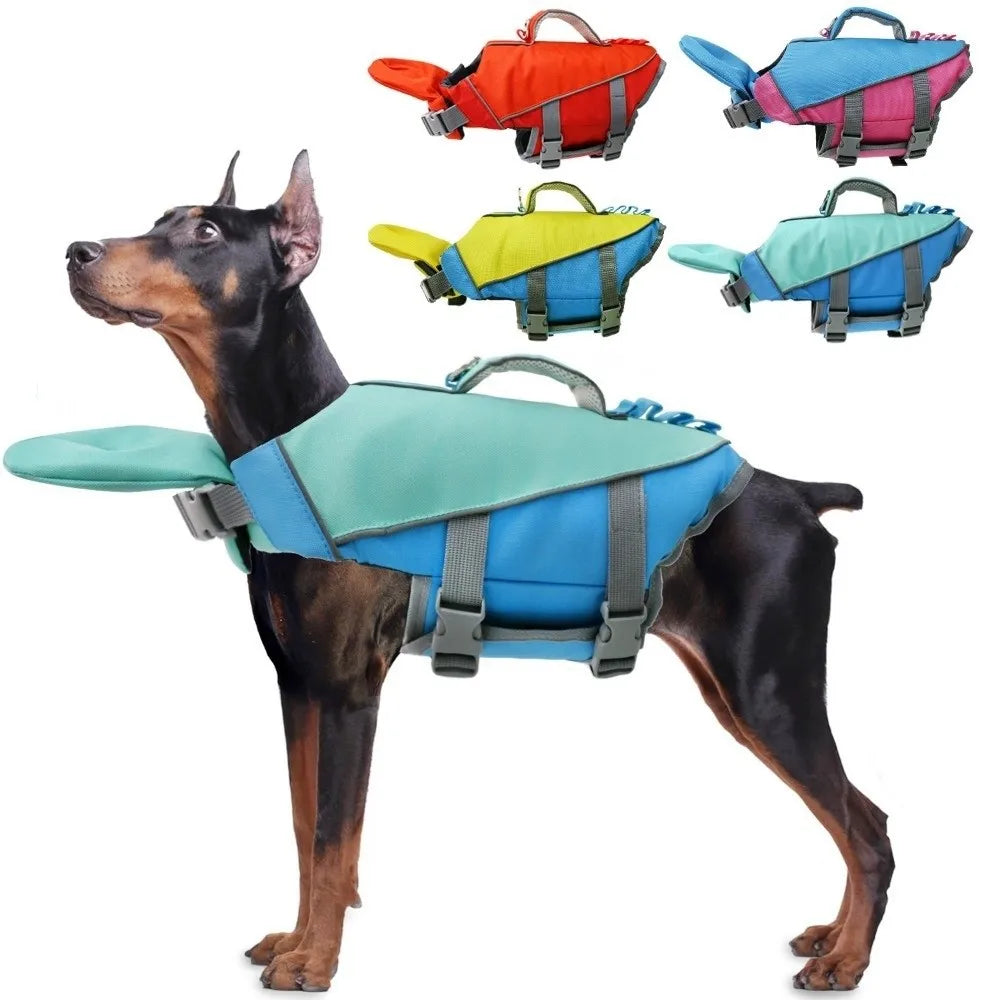 Pet Supplies Reflective Stripes Dog Life Jacket Adjustable Large Buoyancy Safety Vest Breathable Pet Life Vest Water Sports Pi-Mart