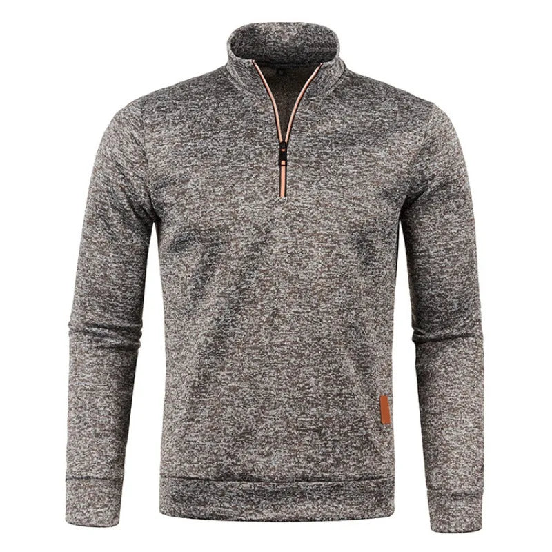 Autumn Men's Half Zipper Sweatshirts Long Sleeve Solid Color Pullover Turtleneck Streetwear Winter Warm Jacket Sport Coats Pi-Mart
