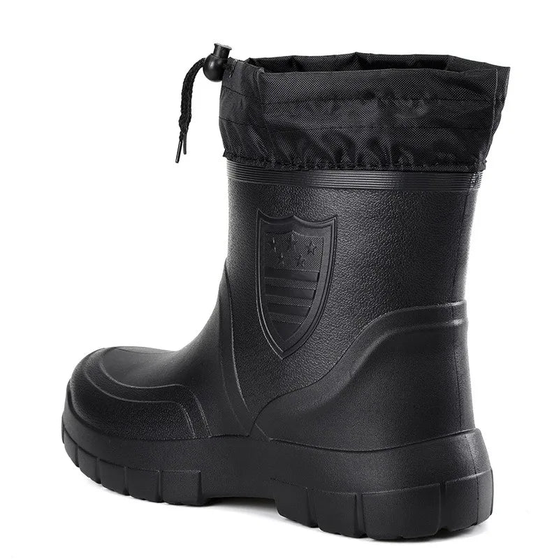 Large Size Autumn Winter Fashionable Cotton Low Cut Fleece Rain Boots Lightweight Waterproof Windproof Anti Slip Warm Rain Boots Pi-Mart