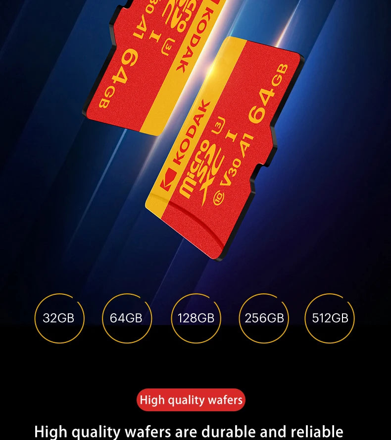 KODAK 128GB Micro SD Card U3 V30 256GB 64GB 32GB 4K High Speed TF Card for Phone Camera Drone Original TYPE-C Reader Pi-Mart