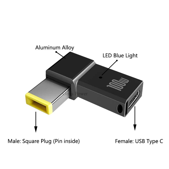 100W USB Type C Fast Charging Adapter Plug Connector Universal USB C Laptop Charger Converter for Dell Asus Hp Acer Lenovo Pi-Mart
