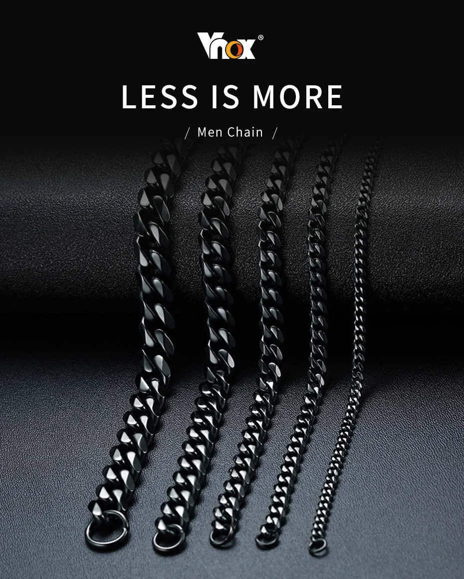 Vnox Mens Simple 3-11mm Stainless Steel Curb Cuban Link Chain Bracelets for Women Unisex Wrist Jewelry Gifts Pi-Mart
