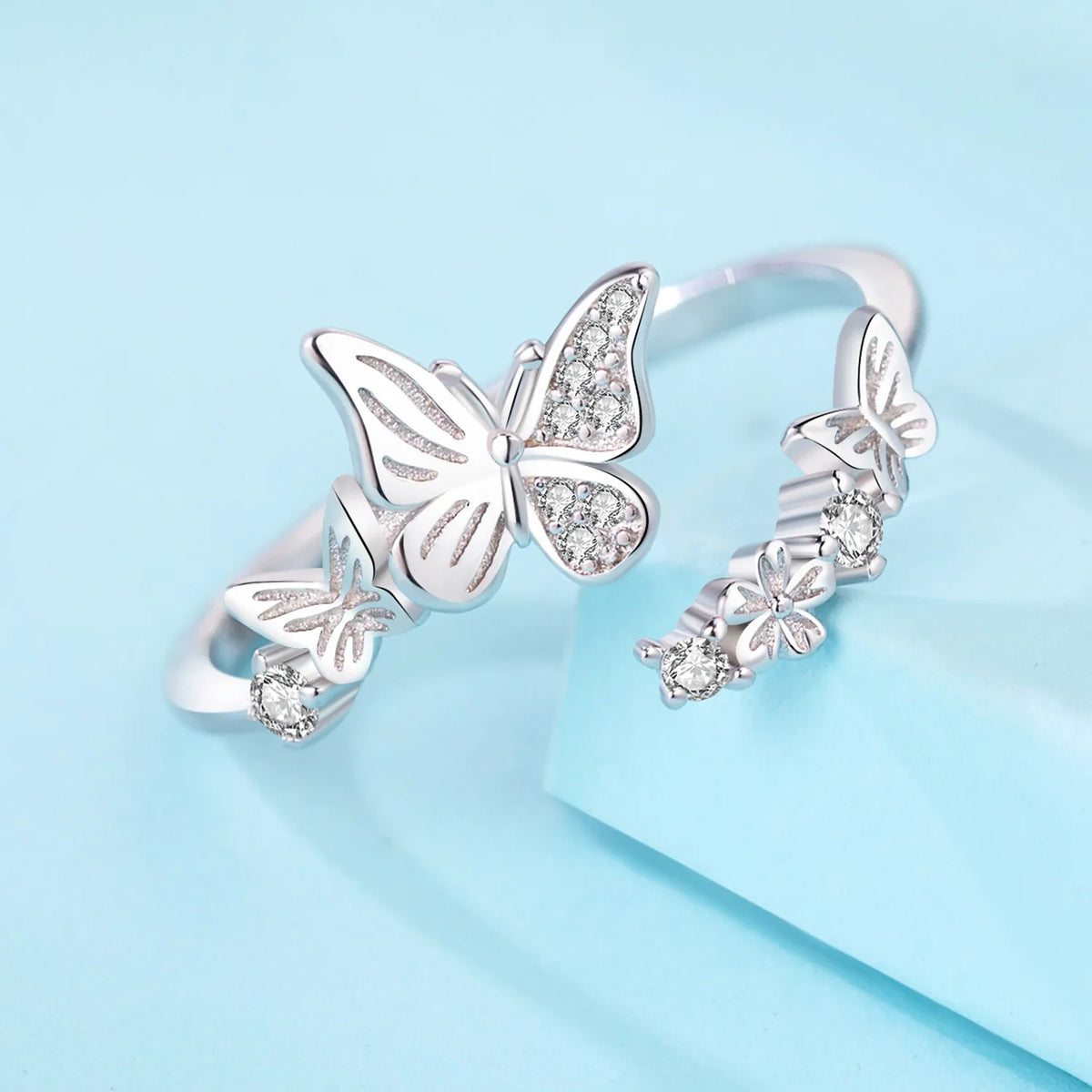 Original 925 Sterling Silver Open Ring Exquisite Panda Dolphin Adjustable Ring Original Daily Fine Jewelry Women Birthday Gifts Pi-Mart