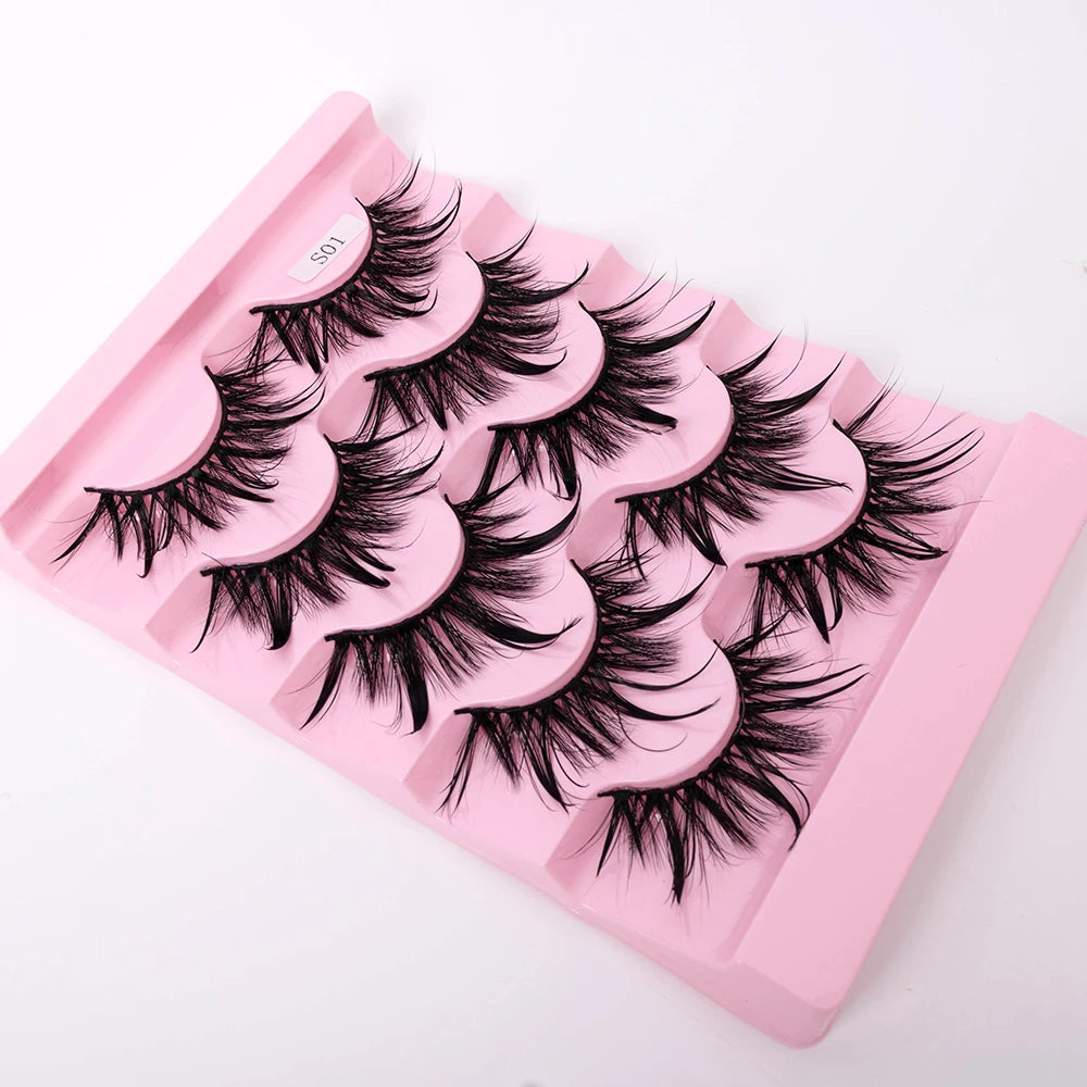 Yiernuo 1/5 Pairs Cosplay Anime Eyelashes Manga Lashes Dramatic Fairy Clusters Lashes Wet Look Lashes Pi-Mart