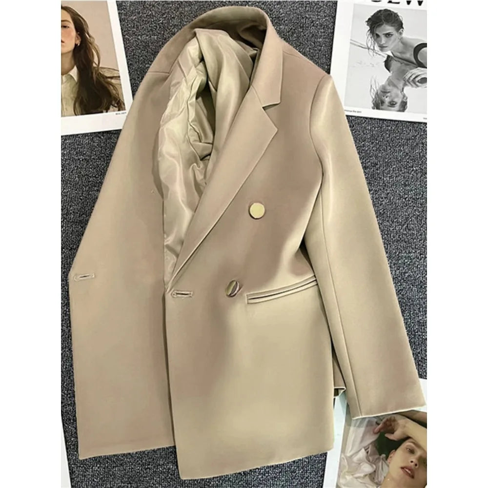 Women Suit Blazer Elegant Coat 2025 Spring Autumn Fashion Korean Blazer Luxury Double Breasted Jacket Solid Ladies Tops Clothes LadyShow.Store