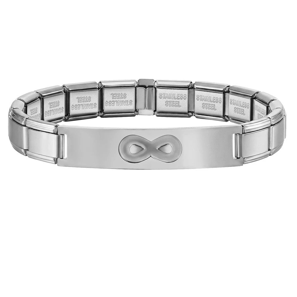 Italian Charm Link for Women Men 9mm Width Silver Gold Color Chain Stainless Steel Bracelet on Hand DIY Making Jewelry Wholesale Pi-Mart