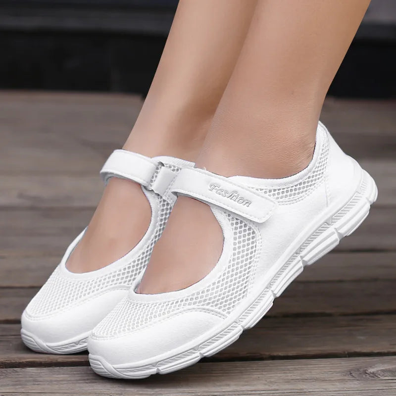 Women Shoes Breathable Vulcanized Shoes White ZapaWomen Sneakers Fashion Breathable Mesh Casual Walking Shoes Women Work Shoes LadyShow.Store