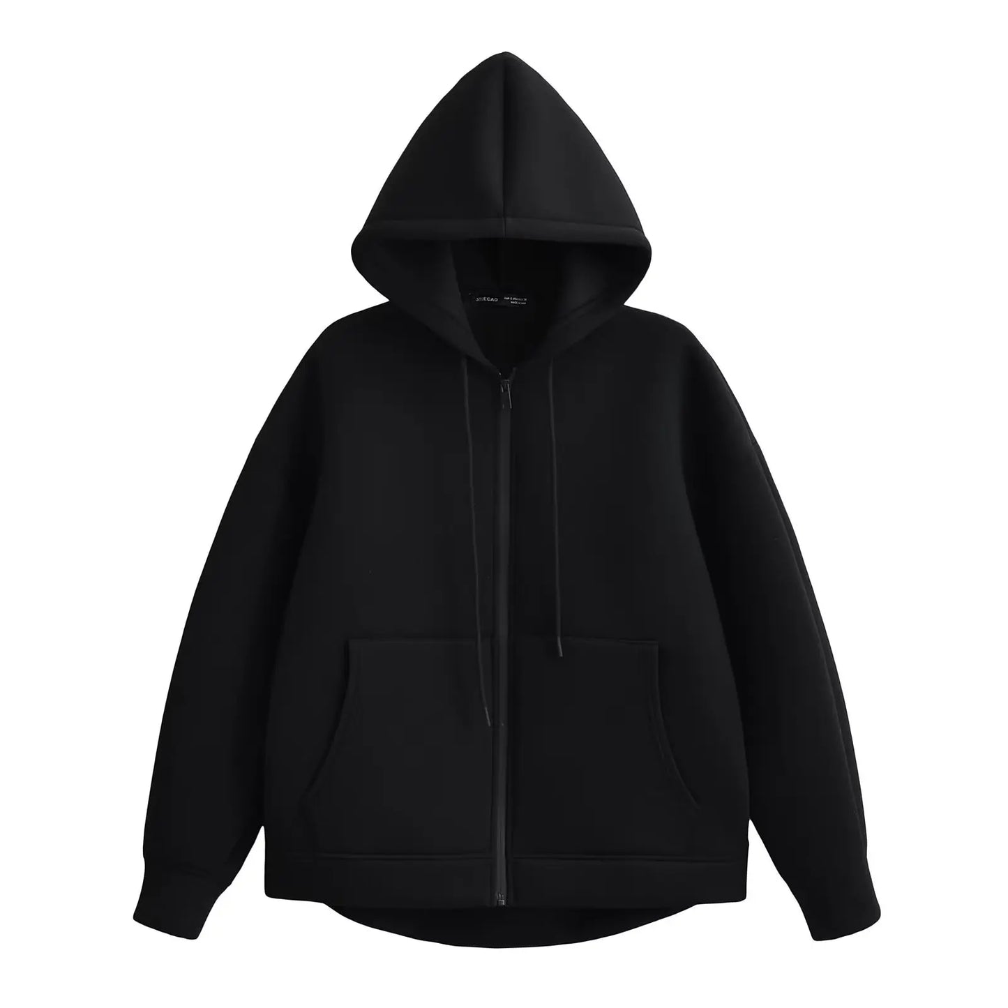 HH 2026 Casual Women's Soild Zipper Hoodie Long Sleeve Big Pocket Zipper Jacket With Hood Female Loose Outerwear Coat Tops LadyShow.Store