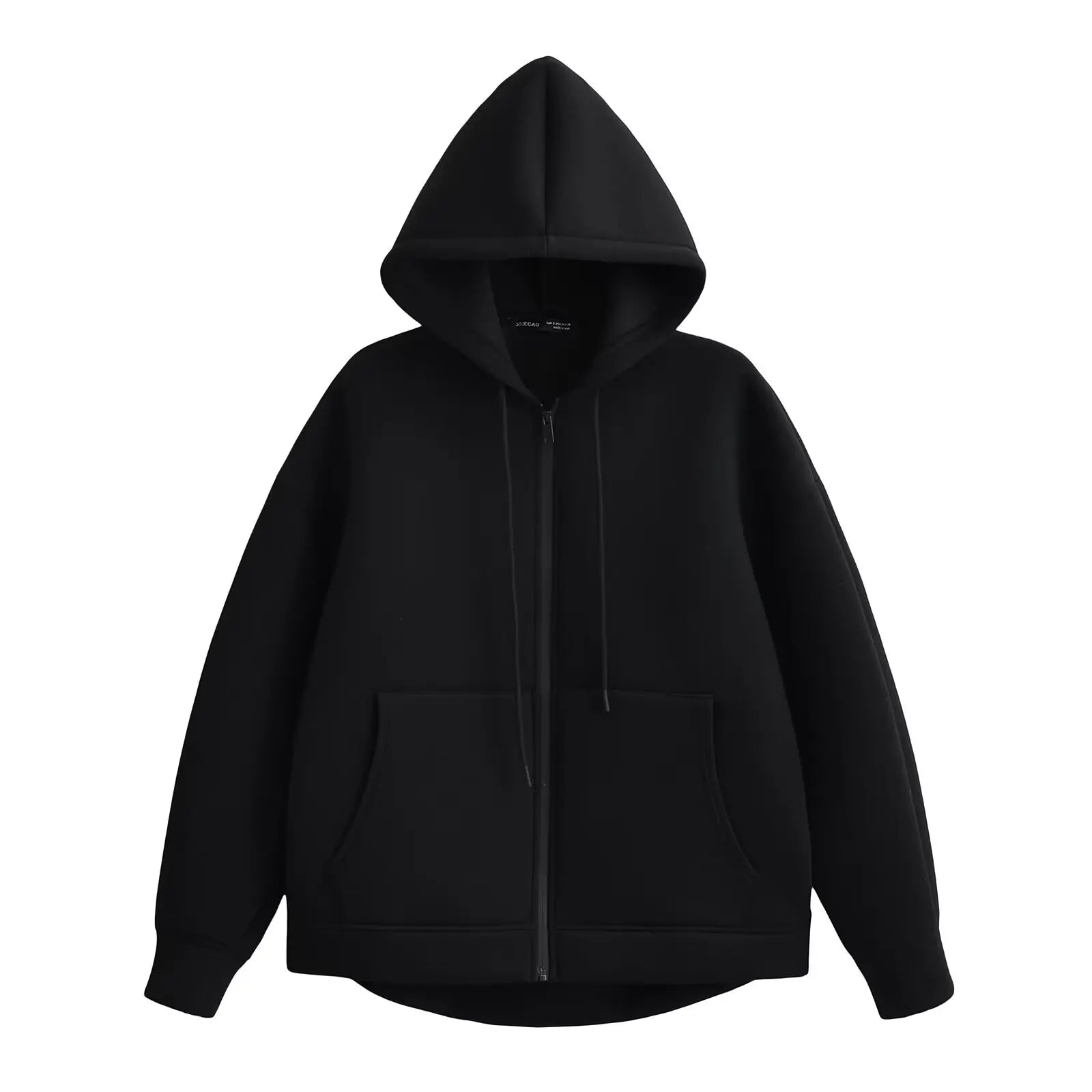 HH 2026 Casual Women's Soild Zipper Hoodie Long Sleeve Big Pocket Zipper Jacket With Hood Female Loose Outerwear Coat Tops LadyShow.Store