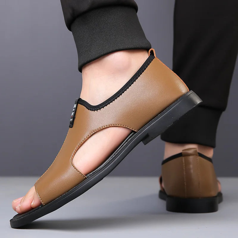 Brand Man Sandals Designer Fashion Leather Casual for Men Summer Comfortable Beach Slippers Outdoor Non-slip Men Sandalias 2026 Pi-Mart