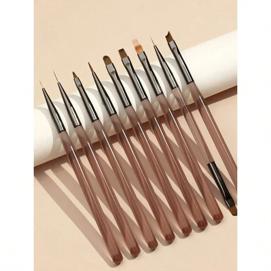 Acrylic Nail Brush Set Acrylic Powder Brush PolyExtension Gel Brush Nail Polish Carving Pen ForWomen Home Solon Diy Nail Art Brushes NailPen,Pinceau Ongle Gel Tri Light Beauty