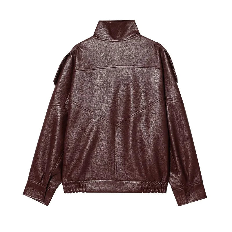 MUJER Faux Leather Jackets for Women Oversize Women's Bomber Jacket Fashion Winter Womens Coats Outerwears Demi-season Jackets LadyShow.Store